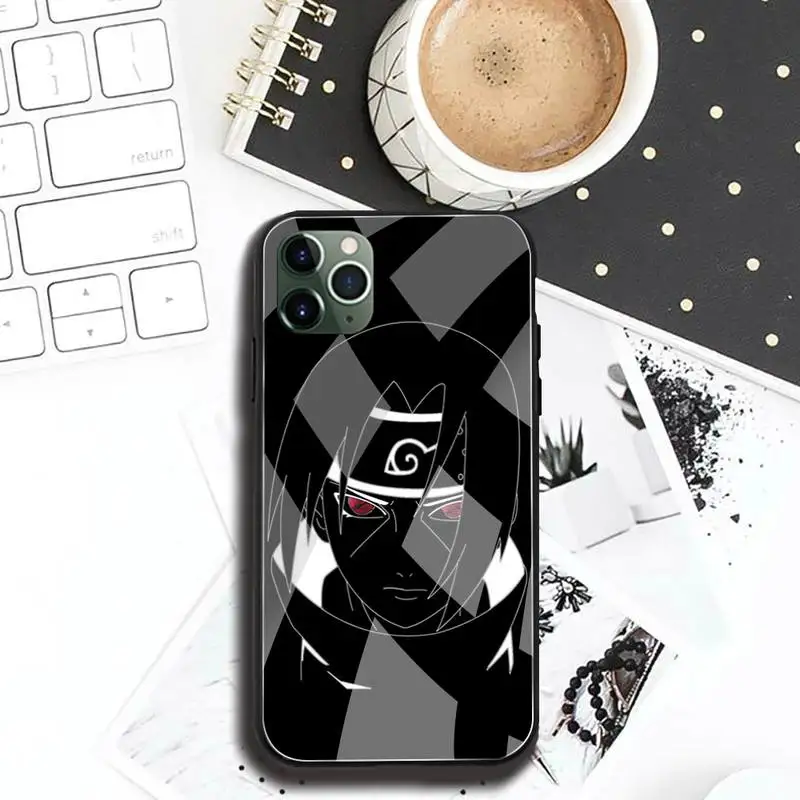 Чехол для телефона с аниме Наруто Учиха Итачи закаленное стекло iPhone 13 12 Mini 11 Pro XR XS