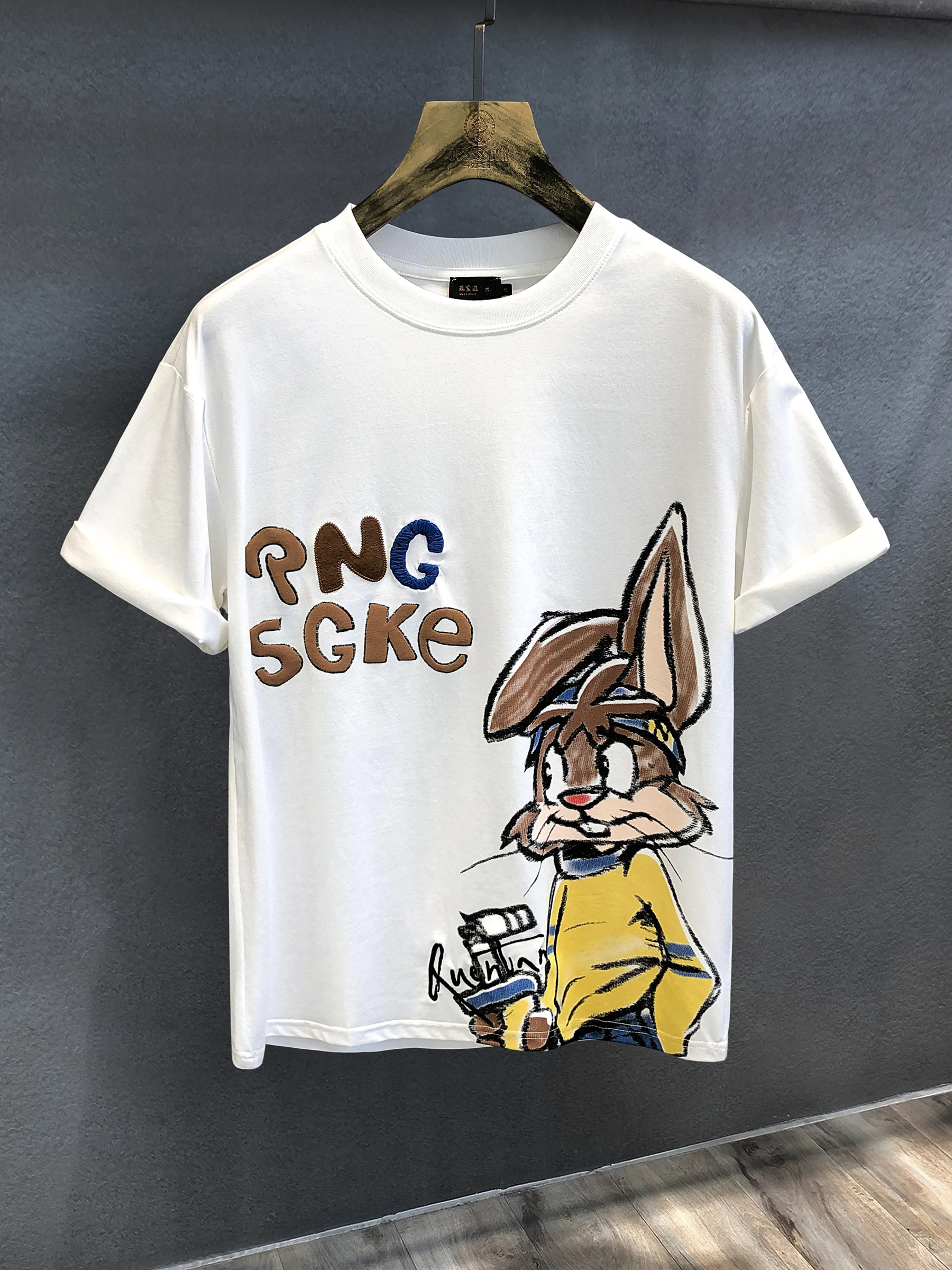 

Hot Sale Men's T-Shirts Cartoon Rabbit Printed Fashion Summer High Quality Gift Casual Men Cotton Oversized Tees