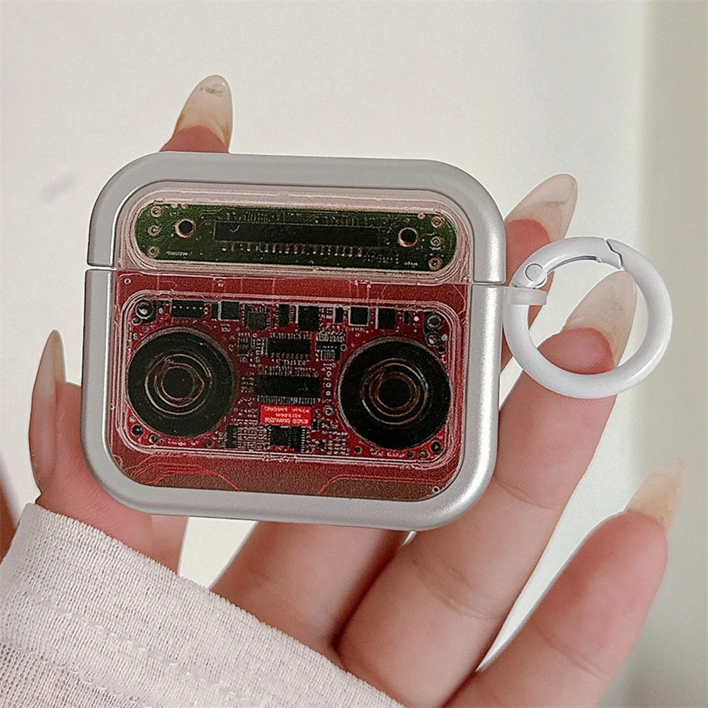 Квадратные наушники в стиле ретро с печатной платой для AirPods Pro 2 брелоком 1 3