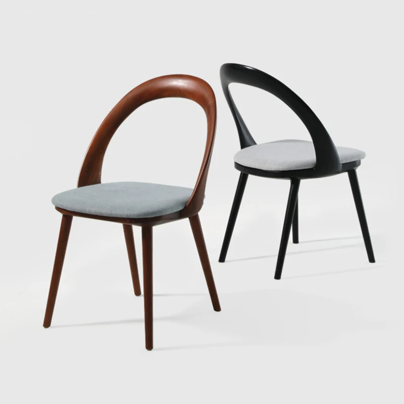 

Chinese Solid Wood Dining Chair Simple Black Walnut Retro Relax Minimalist Chair Back Cafe Luxury Cadeira Home Furniture WKDC