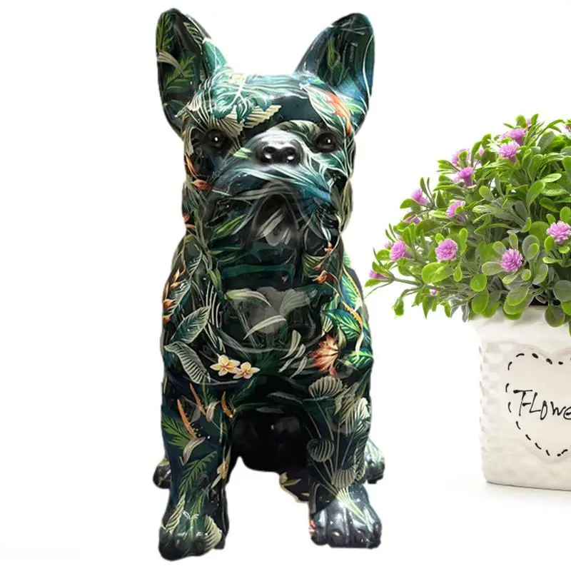 

Painted Bulldog Statue Colorful French Bulldog Statue Colorful Dog Figurine Bulldog Sculpture Desk Decoration Entryway Wine
