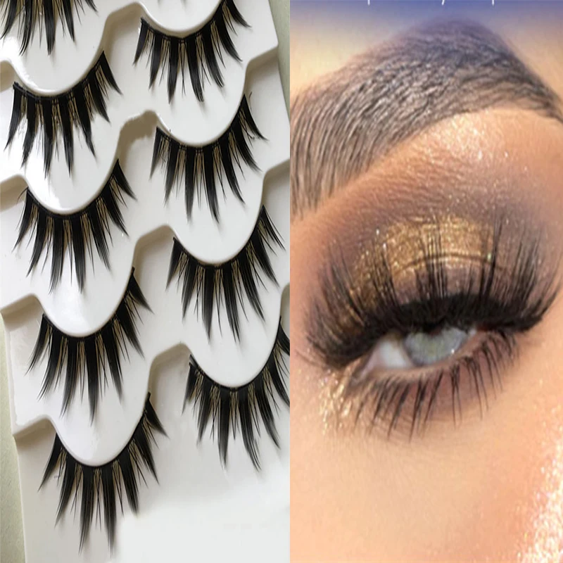 

5 Pairs Eyelashes Cos Dance Performance Eyelash Handmade Acrylic Cross Eyelash Female 3D Natural Lashes