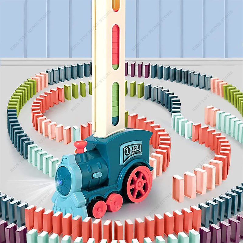

Kids Automatic Laying Domino Train Electric Car Dominoes Set Brick Blocks Kits Games Educational Toys Children DIY Toy Boys Gift