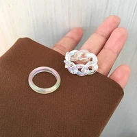 2021 trending creative colorflu resin womens ring set fashion chain ring woman wedding dating birthday jewelry gift