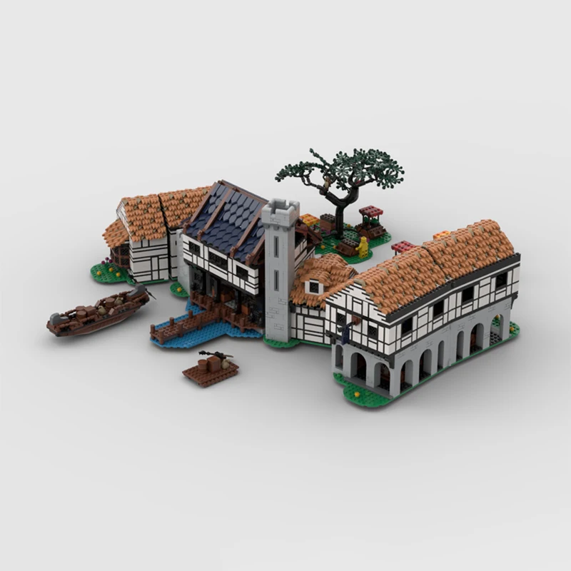 5576 шт. Moc средневековый рыцарь-лев деревня замок Гавань модульная модель
