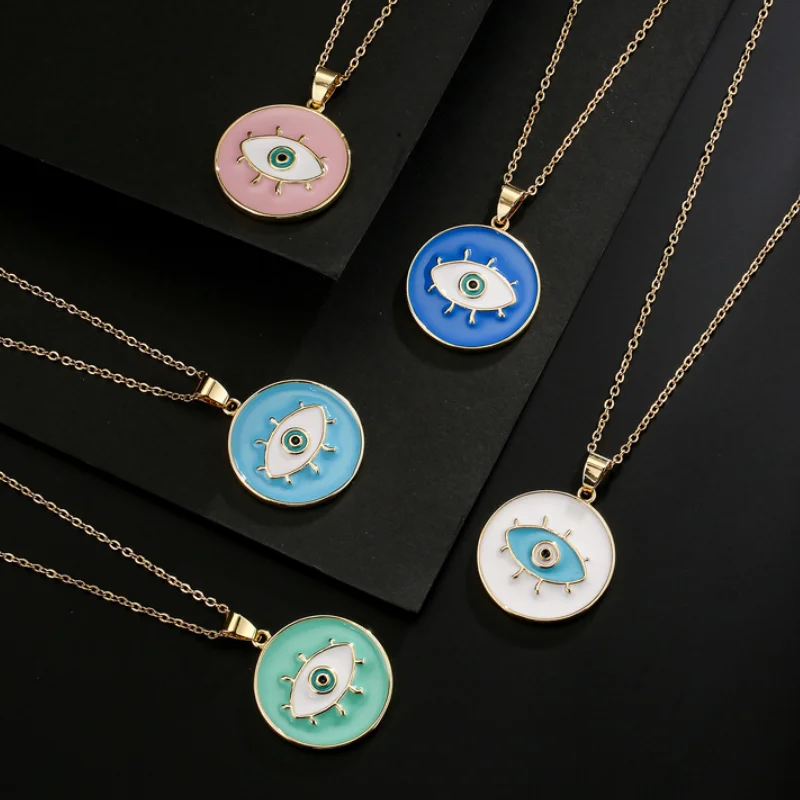 

Multicolour Turkish Evil Eye Women's Necklace Vintage 18K Gold Plated Jewelry On The Neck Best Sellers 2022 Products