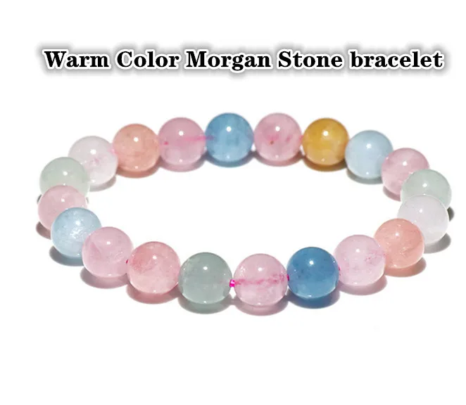 

5A Natural Morganite Bracelet Candy-Colored Beryl Single Circle Crystal