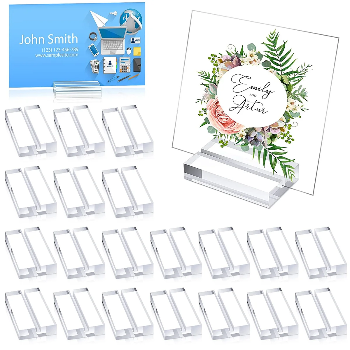 25Pcs Acrylic Stands Place Card Holders Table Number Stand Desktop Card Display Transparent Wedding Party Festive Sign Holders