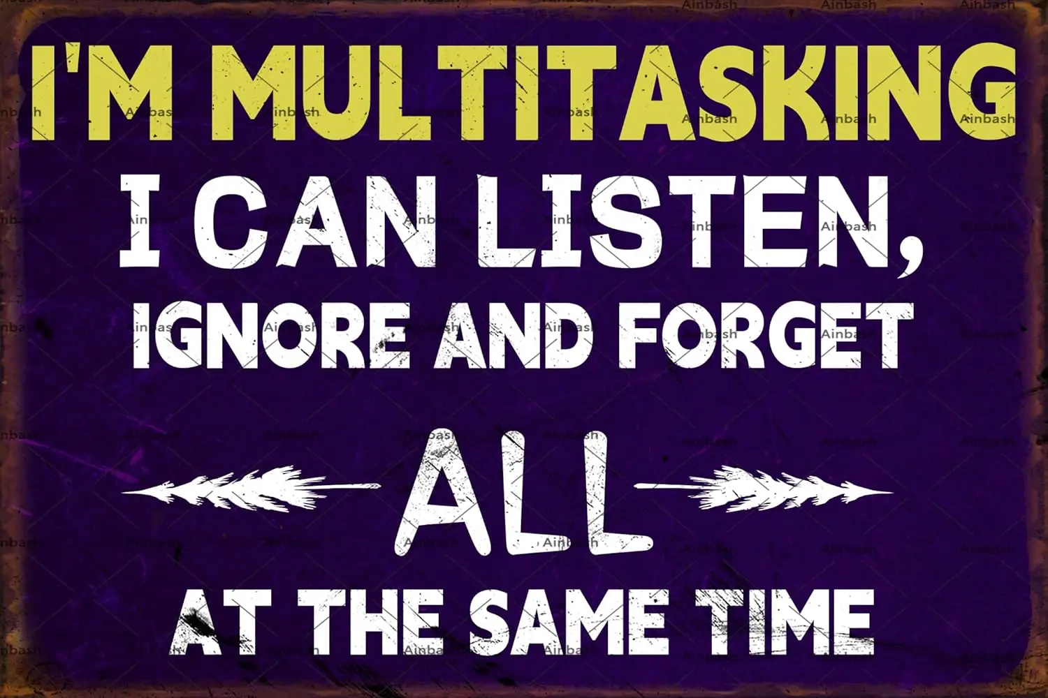 Забавный Srcstc Metl Tn Sgn 'M Multtskng Cn Lsten gnore nd Forget ll t The Sme Tme Wll Decor Wrnng Sgns For Men Work Offce Des