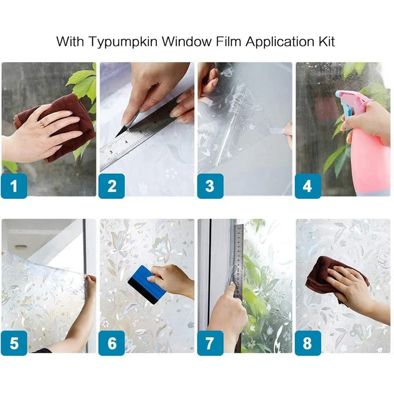 3x 3D Радужная оконная пленка виниловая статическая антиклейкая непрозрачная
