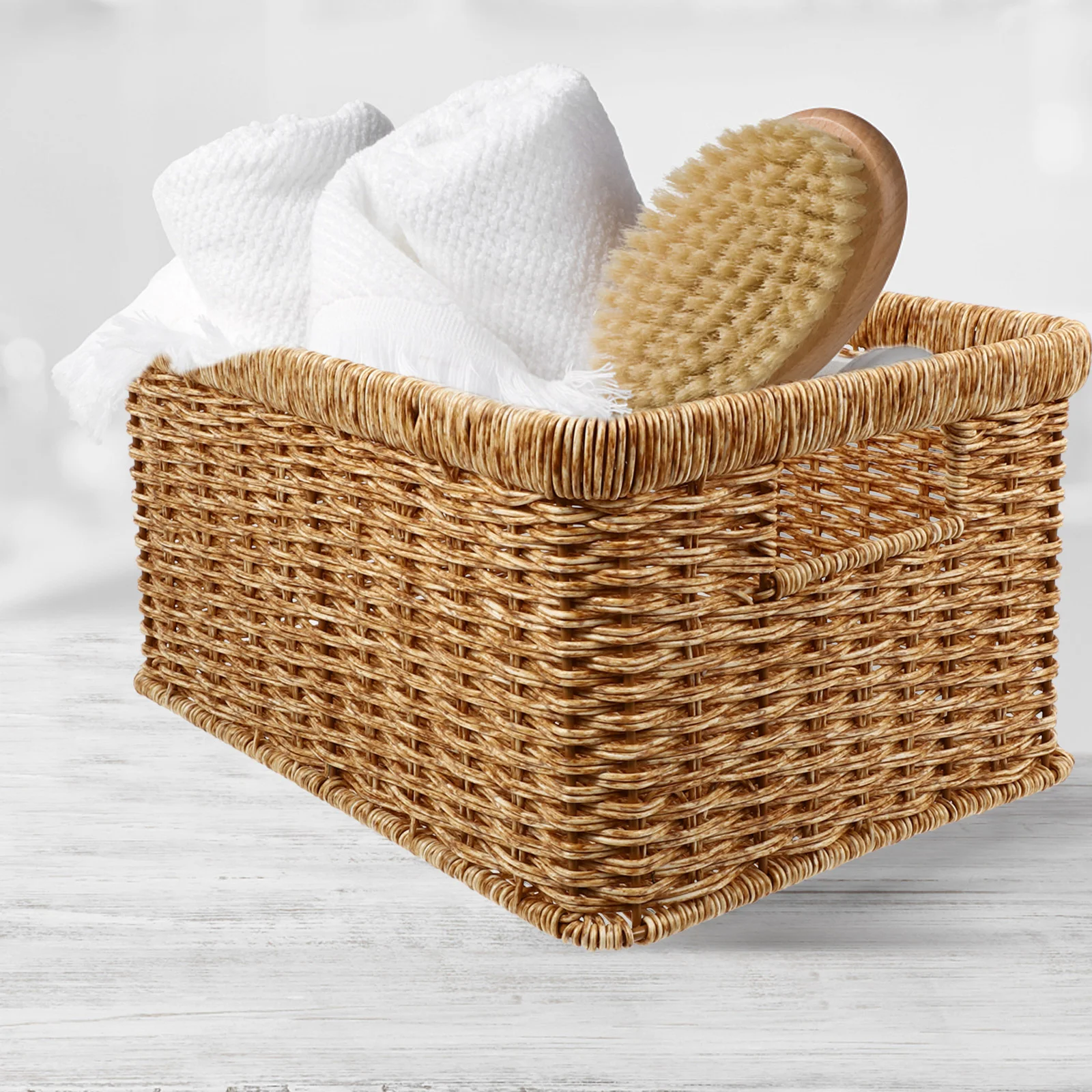 

Rattan Storage Basket Clothing Holder Clothes Household Woven Toy Basket. Home Plastic Receiving Baskets Sundry Foldable Large