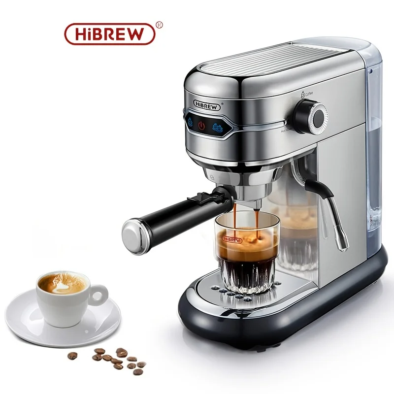 

1 шт., кофемашина для приготовления эспрессо HiBREW, 19 бар, кофе-машина для эспрессо со вспенивающей палочкой для капучино и латте, компактная ко...
