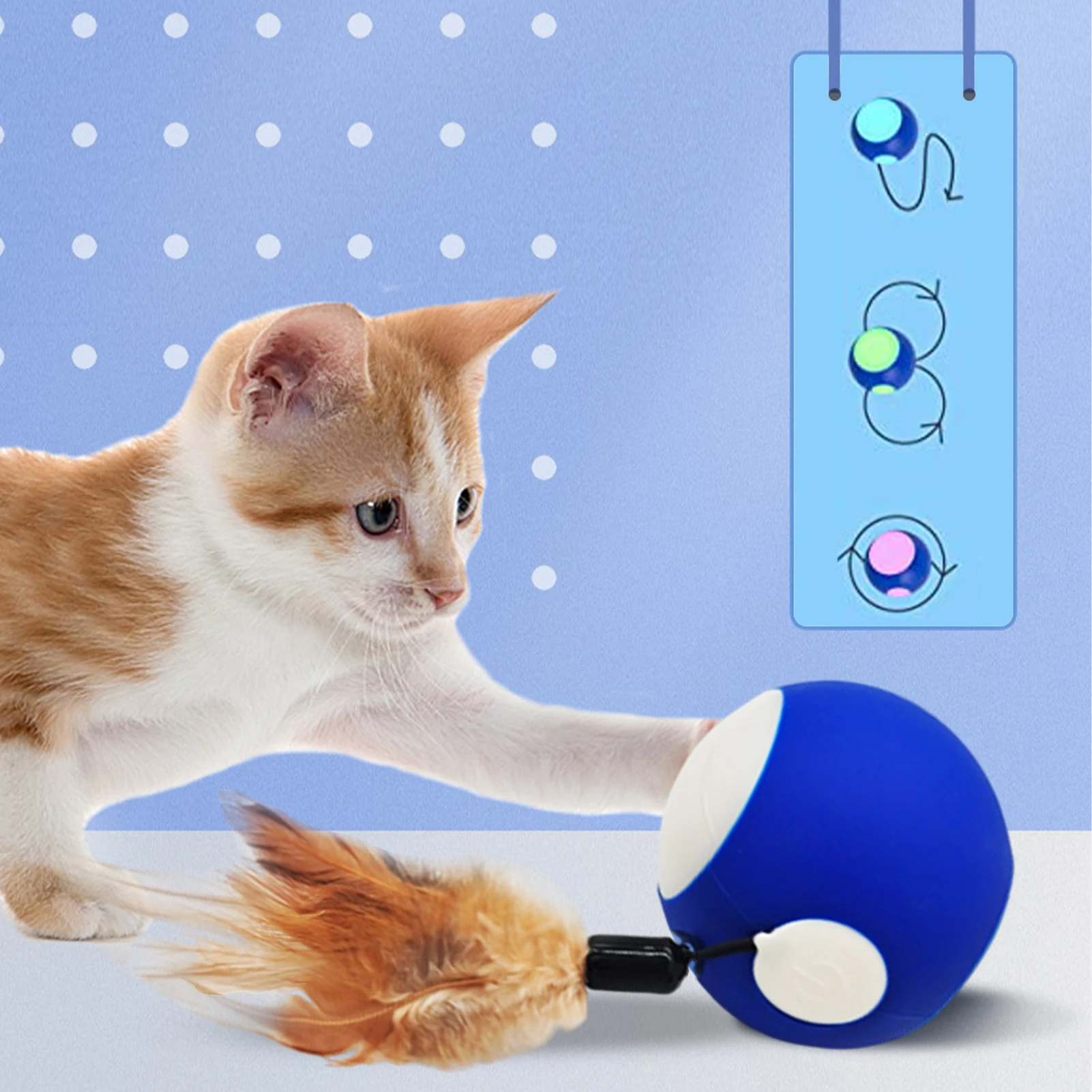 

Electric Funny Cat Ball Smart Cat Toy Cat Automatic Toy LED Luminous Ball USB Charging Smart Cat Feather Ball Toy Pet Supplies
