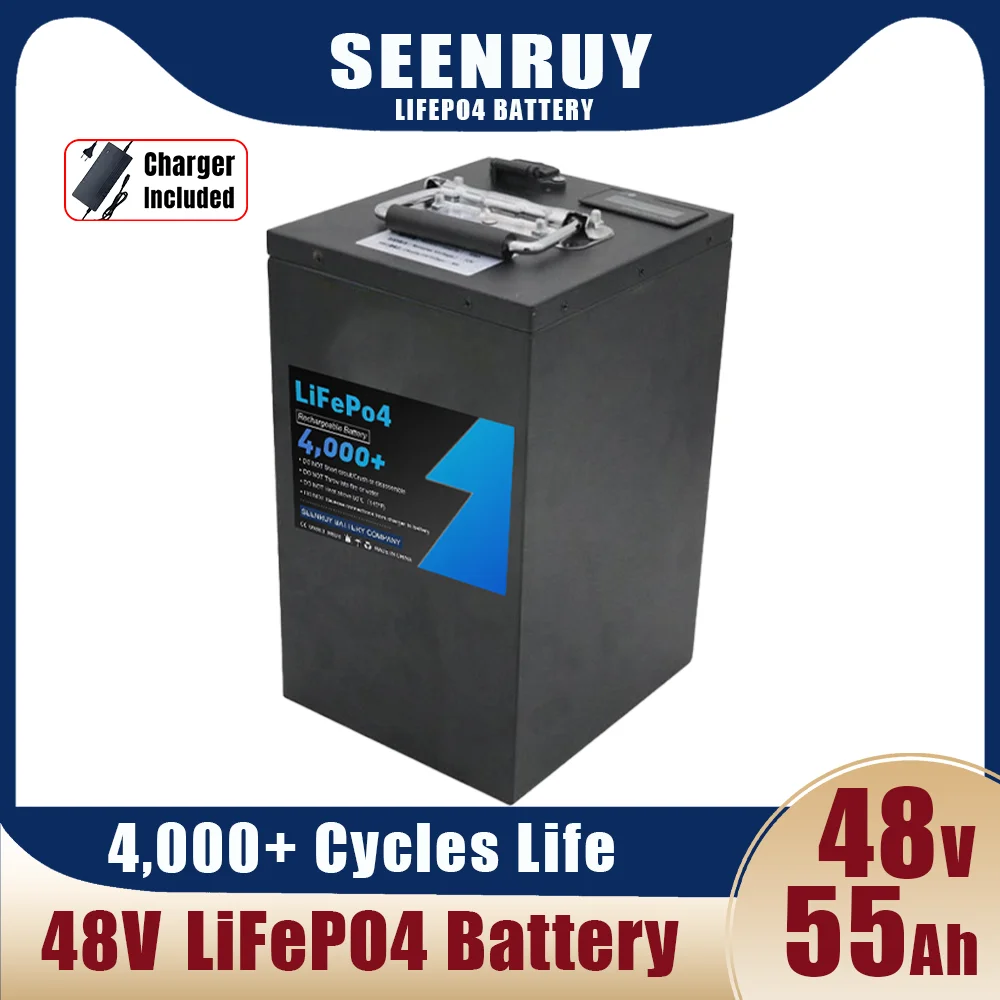 Аккумулятор Lifepo4 на 2 кВт, 2500 Вт, 48 В, 55 Ач, с зарядным устройством 10 А