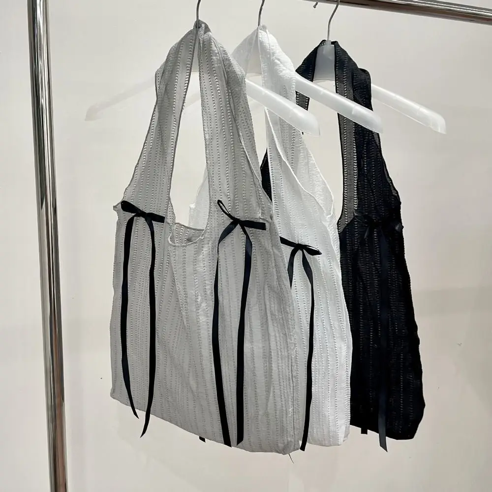 Модная большая вместительная сетчатая сумка с бантом прозрачная лентой и