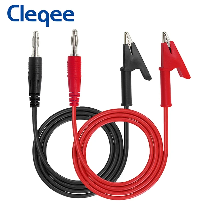 

Cleqee P1040 2PCS 4mm Banana Plug to Crocodile Alligator Clip Multimeter Test Leads Soft PVC Cable 1m Wire