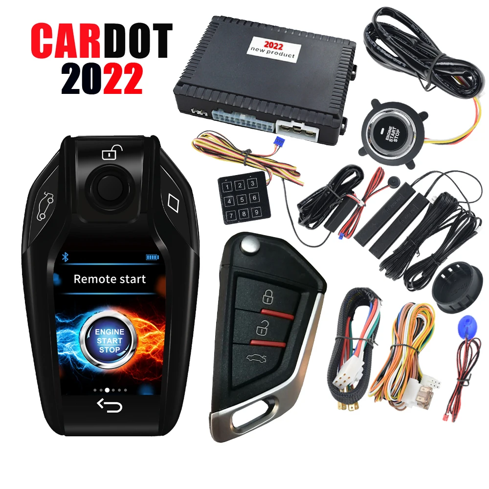 

CARDOT Passive Keyless Entry BT Lcd Digial Key Smart Pke Remote Starter Start Stop Engine Car Alarm