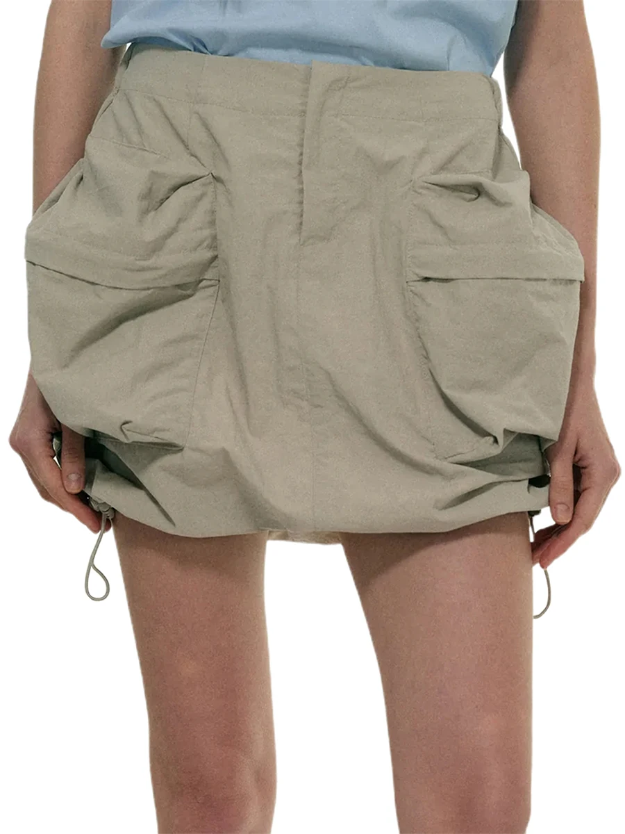

Women Y2K Cargo Mini Skirts Denim Low Waist Pleated Gothic Cargo Shorts Skirt A-line Mini Skirt Dresses Streetwear