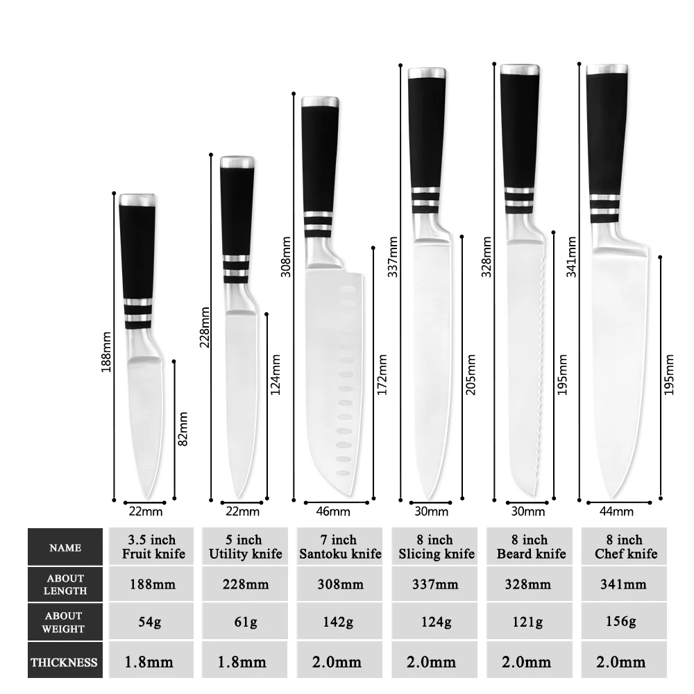 Набор кухонных ножей из нержавеющей стали 6 шт. |