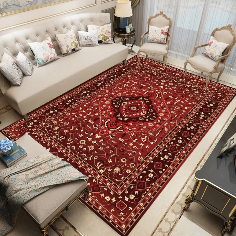 

American-Style Carpet Persian Printed Carpet Non-Slip Doormat Washable Living Room Carpet Bedroom Study Carpet Bedroom Decoratio
