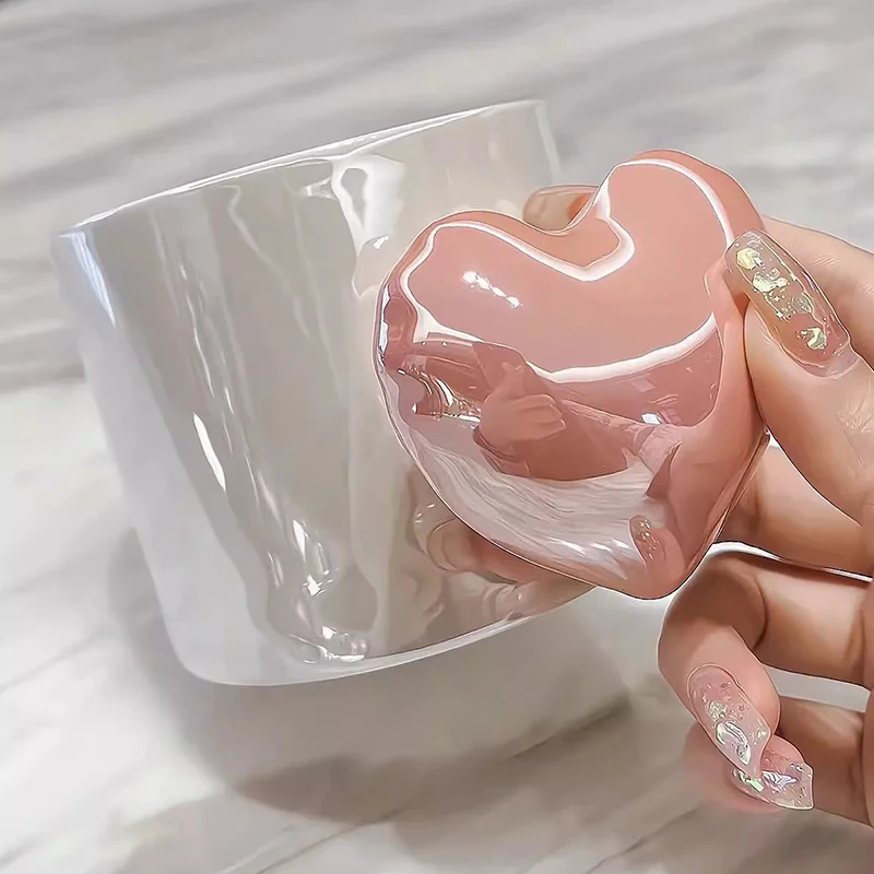 Кофейная чашка с милыми сердечками керамическая кружка роскошные эстетические