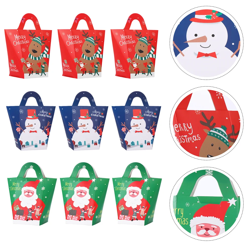 

1 Sets Xmas Handle Box Christmas Candy Container Christmas Treat Bags Christmas Party Favors Christmas Gable Boxes