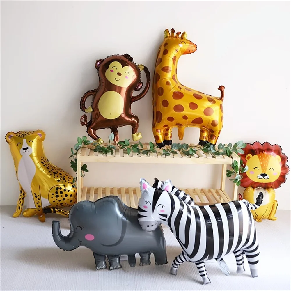 

Large Animal Foil Balloons Monkey Lion Zebra Elephant Giraffe Crocodile Balloon Children's Day Birthday Party Decorations