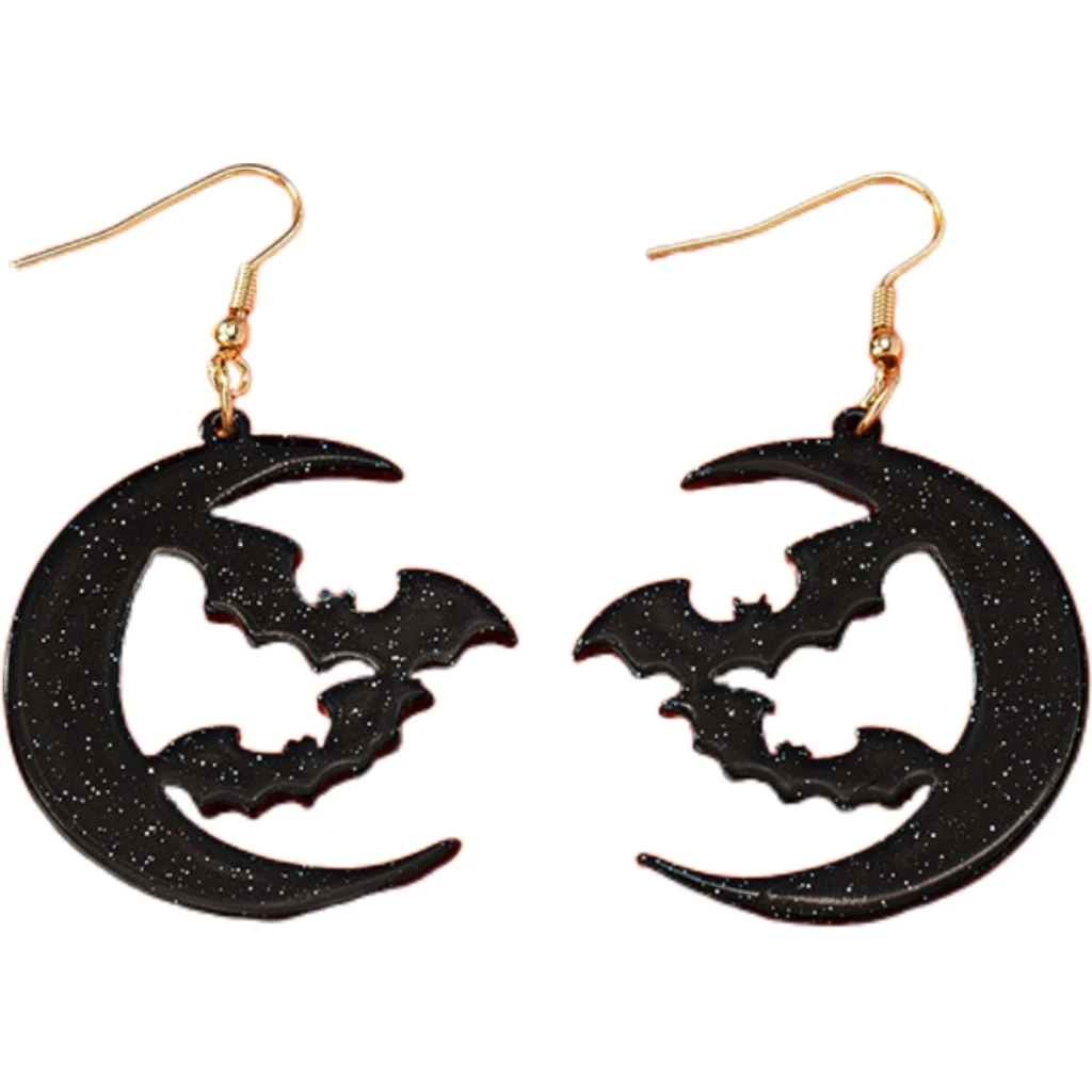 Хэллоуин акриловые серьги с луной и летучей мышью для женщин девочек подарки