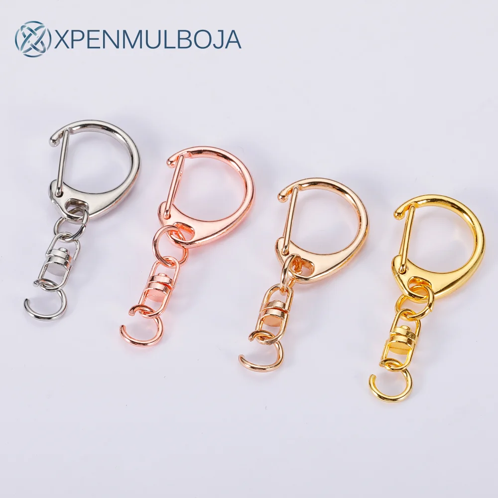 10Pcs Key Ring With Chain D Snap Hooks Split Keychain Connector Metal Key Ring With Open Jump Ring For DIY Crafts Jewelry Making