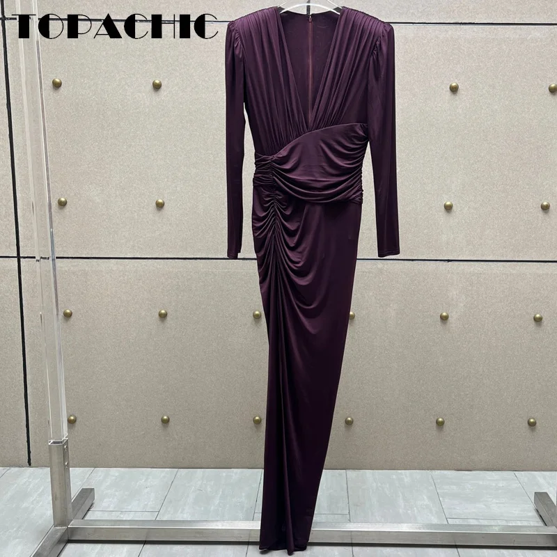 12.18 TOPACHIC-Женская одежда элегантное вечернее платье с рюшами и сборной талией