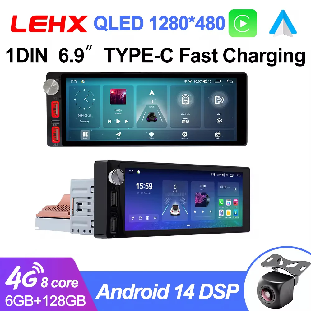 LEHX L6Pro 1 Din 6 9-дюймовый автомобильный Android-радио Мультимедиа Беспроводной Carplay