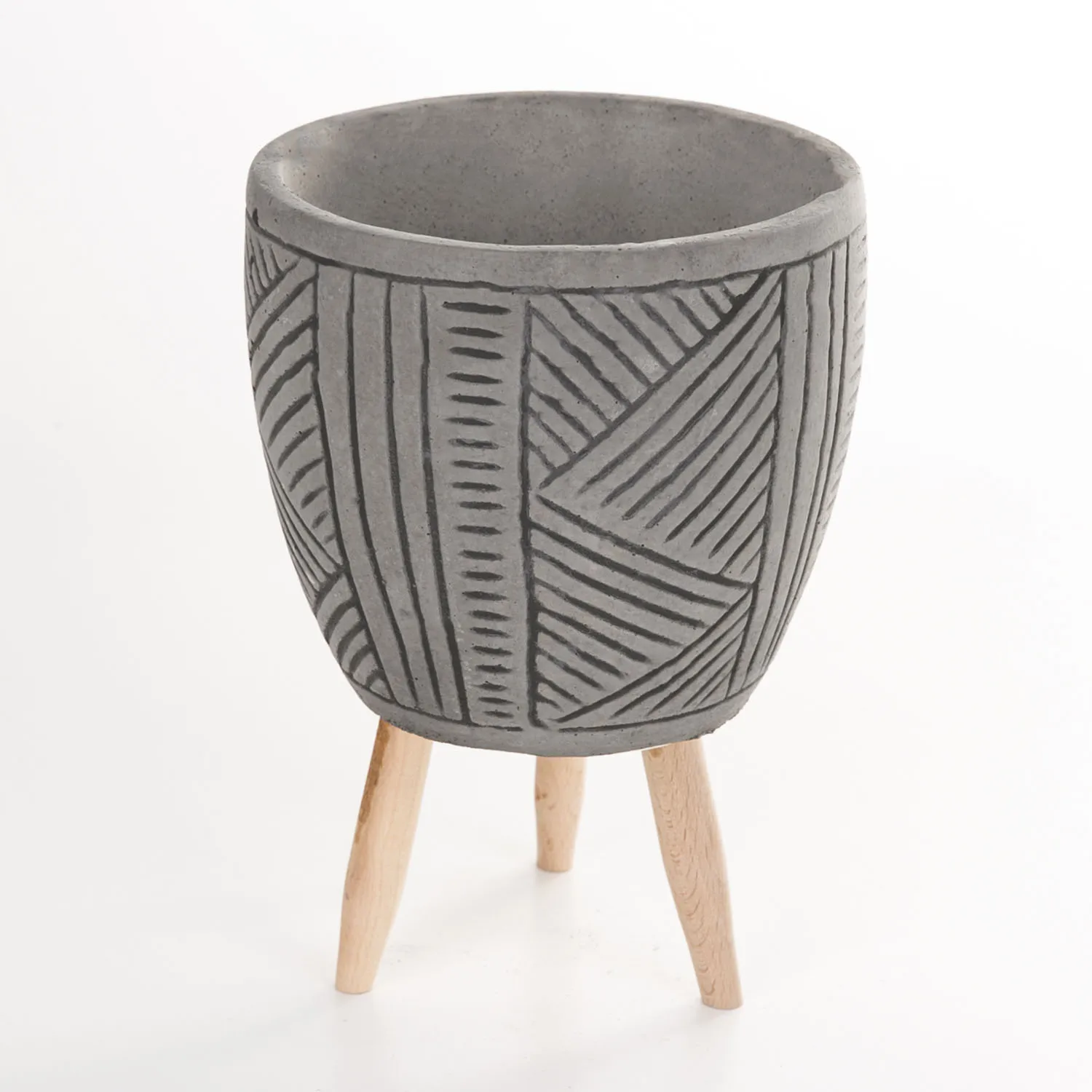 

Authentic striped gray concrete flower pot 13,5x x Cm