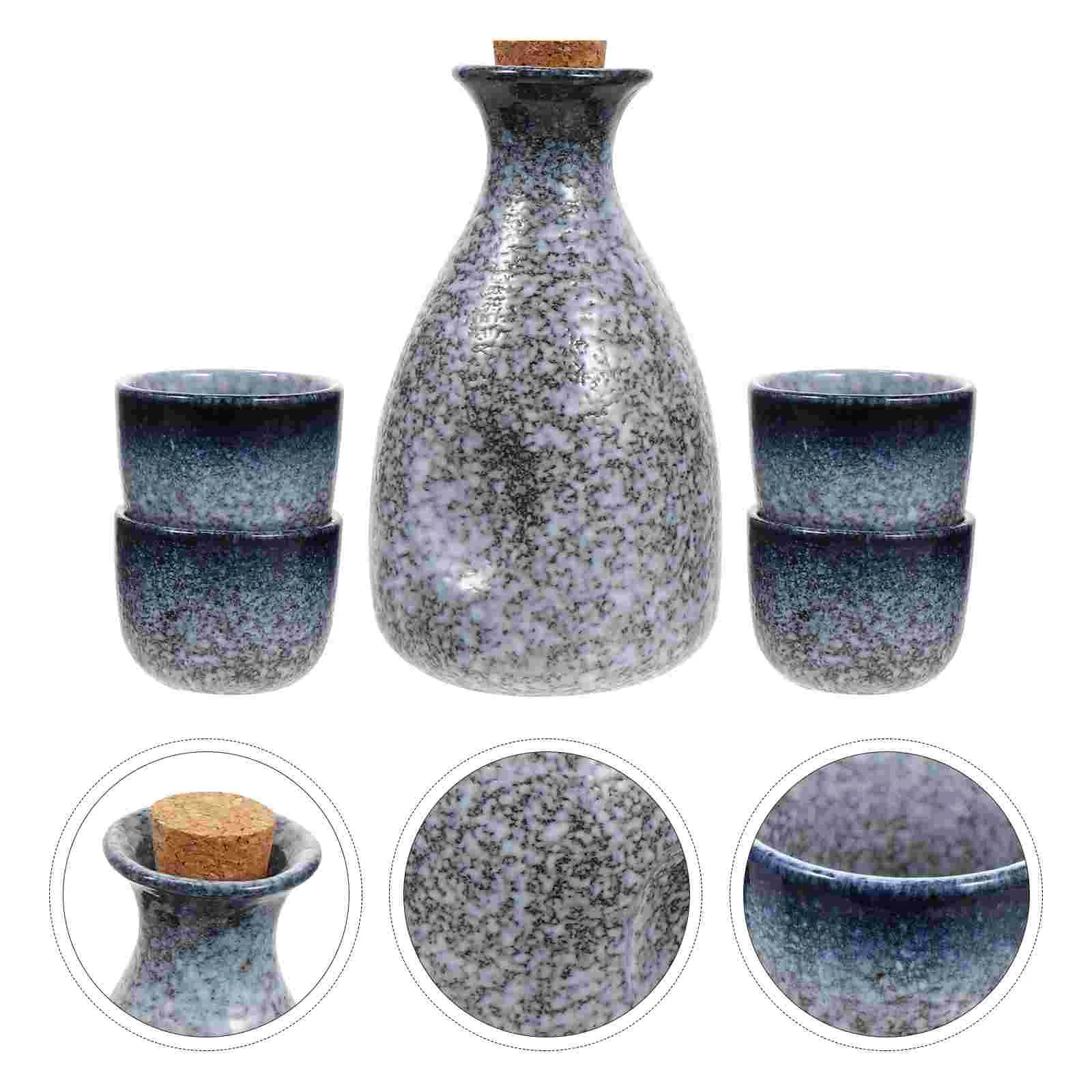 

1 Set of Simple Storage Containers Retro Sake Pot Japanese Style Cups