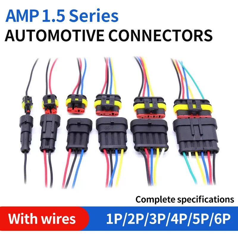 Водонепроницаемый разъем для электропровода, 1/2/3/4/5/6 Pin AMP 1,5 ...