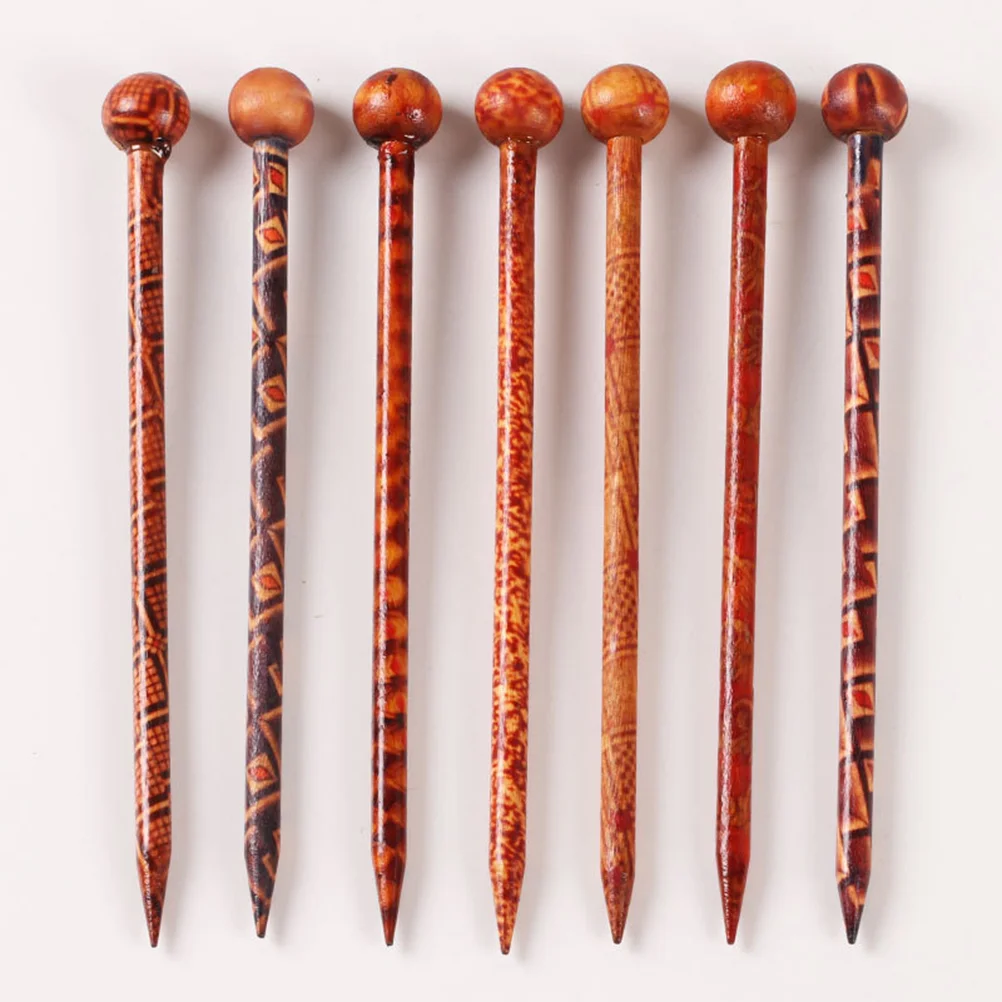 

Hair Stick Hairpin Pin Vintage Sticks Women Ethnic Wooden Chinese Ancient Great Chopstick Wood Printing Girls Chignon Style Bun