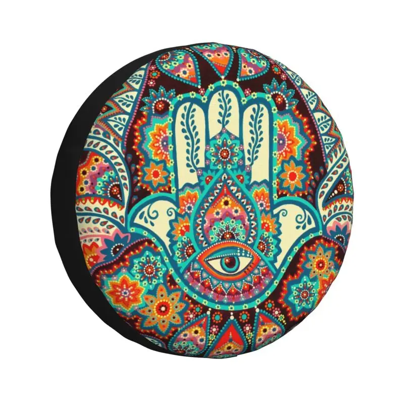 

Custom Hamsa Hand Evil Eye Mandala Spare Tire Cover for Jeep Grand Cherokee Tribes Amulet 4WD 4x4 RV Car Wheel Protector