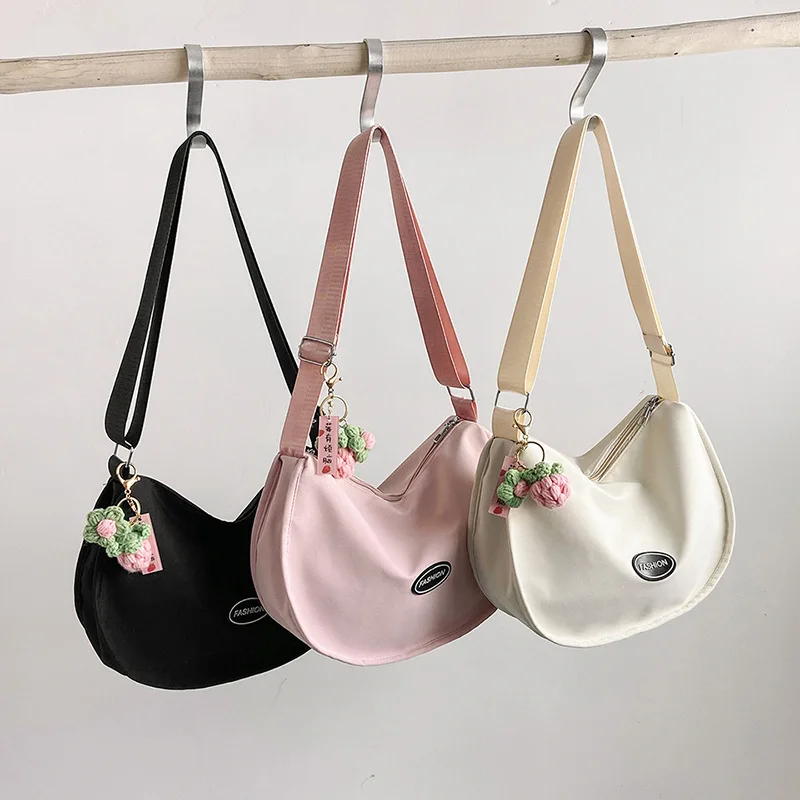 

2023 Fashion Canvas Bag for Women Girls Portable Large Capacity Crossbody Shoulder Bag Purse Solid Color School Bag Female Hobo