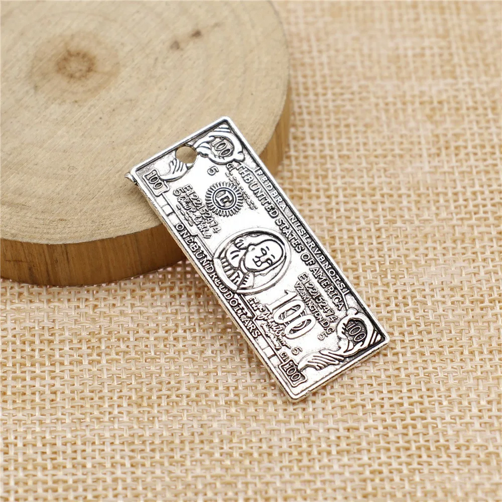 6Pcs 42x18mm Antique Silver Color Money Dollar Us Dollar Charms Pendant Charms For Jewelry Making DIY Jewelry Accessories