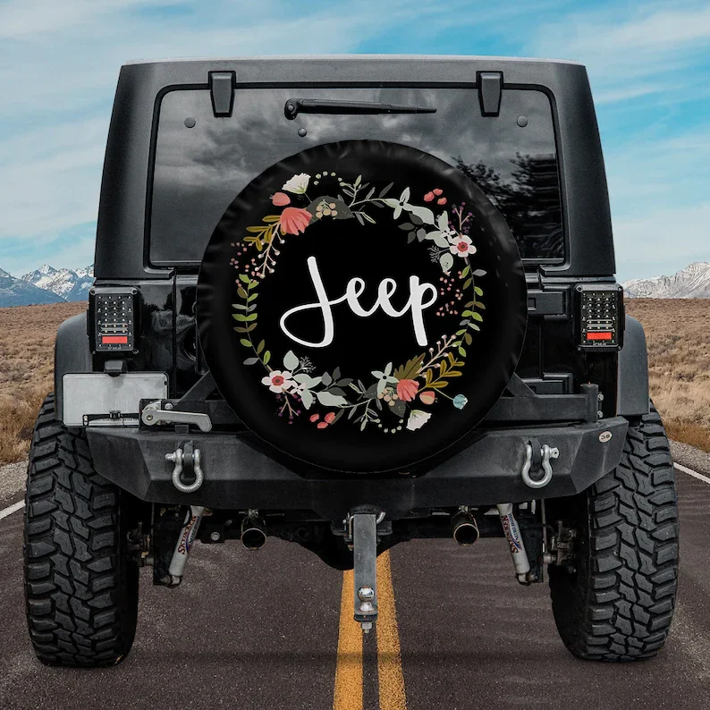 Cubierta de neumático de repuesto Vintage Jeep Flower para accesorios de coche, cubiertas de neumáticos de repuesto personalizadas de su propio diseño personalizado,