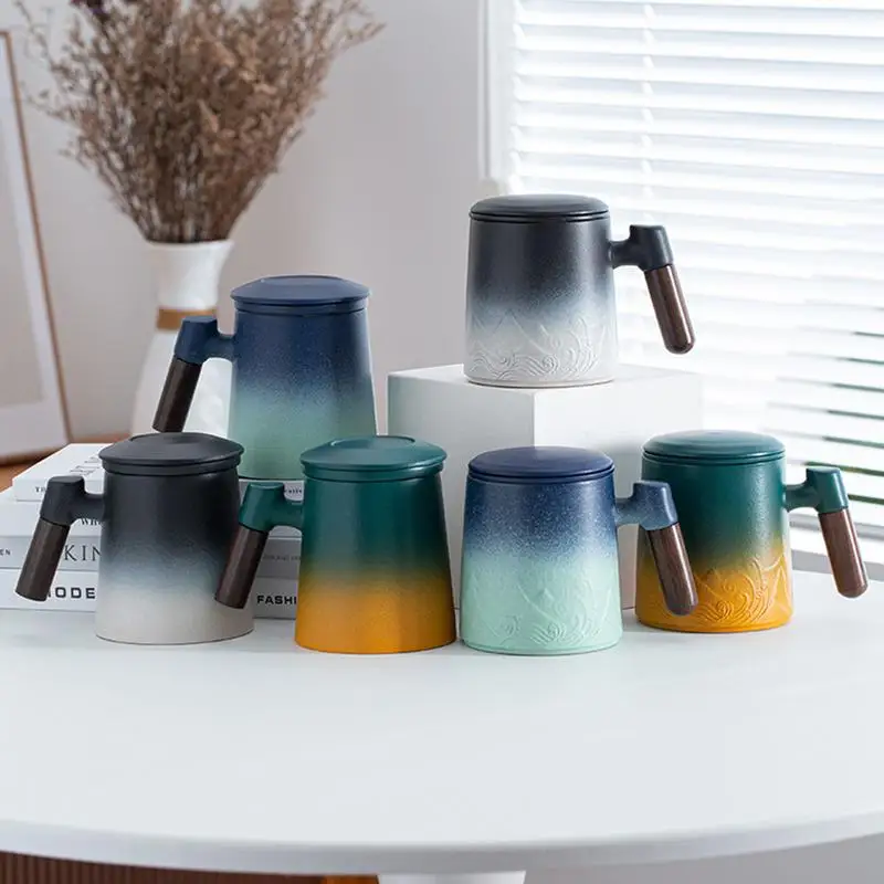

Tea Cup With Infuser And Lid Turquoise Color Design Outdoor Travel Coffee Telescopic Drinking Mug Perfect for Office and home
