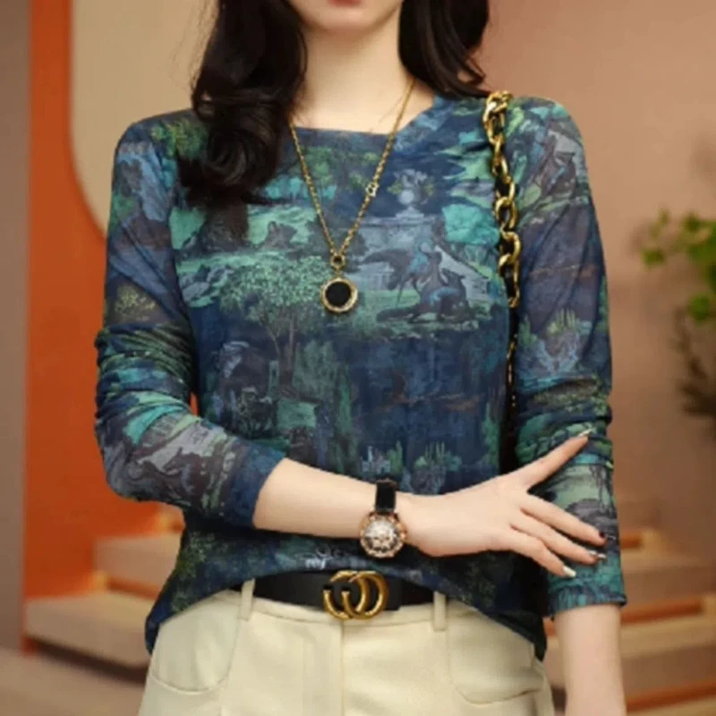 Высококачественная Европейская Базовая сетчатая рубашка с длинными рукавами и