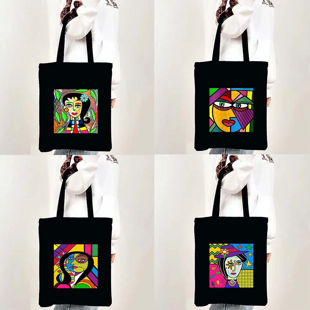 

Customizable Abstract Women Canvas Shopping Bag Handbag Shopping Shoulder Tote