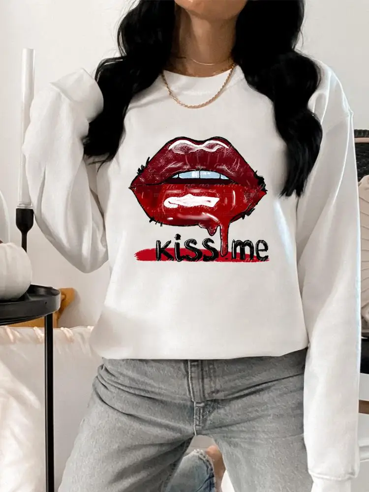 

Милые толстовки с акварельным рисунком губ, модная повседневная одежда на весну и осень, женские толстовки, женские пуловеры с принтом