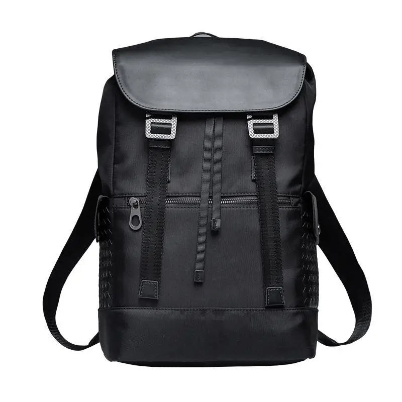 

Genuine Leather & Canvas Men Backpacks Fashion Real Natural Leather Student Backpack Boy Luxury Brand Weave Computer Laptop Bag
