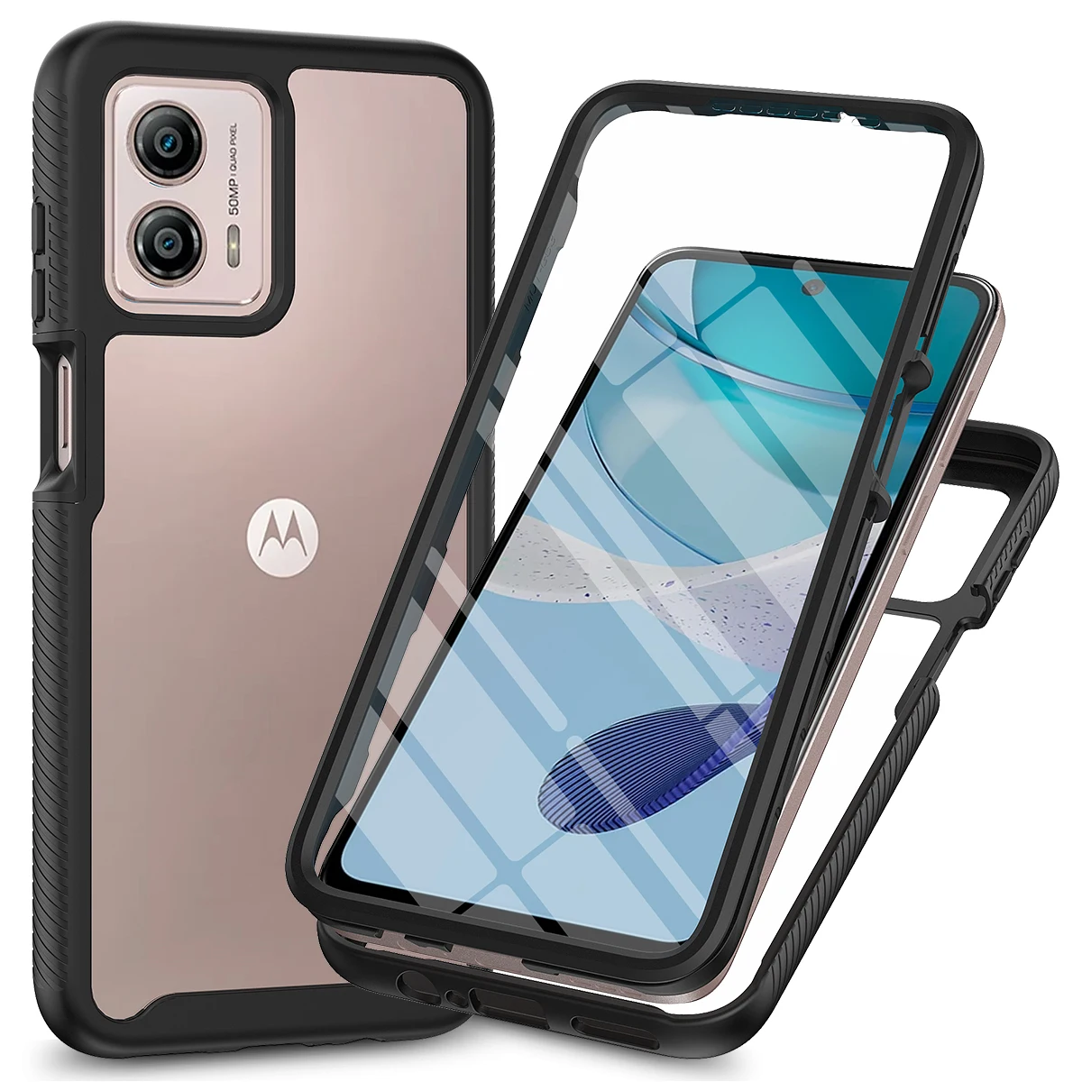 

360° Full Body Case for Motorola Moto G53 Soft Screen Protector Film Bumper Clear Shockproof Phone Cover for MotorolaG53 MotoG53