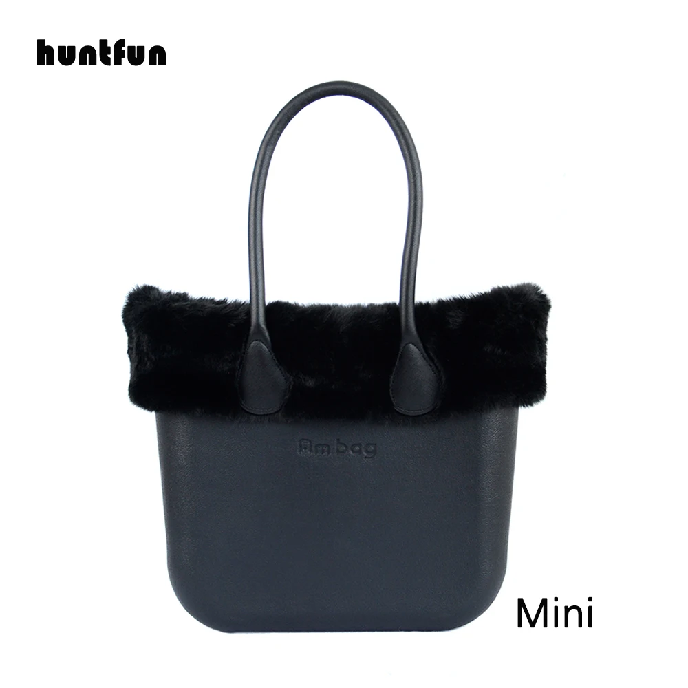 

Obag O Style Ambag Mini EVA Bag with Canvas Inner Organizer Furry Faux Fur Trim Long Round Handles Women Girl Winter DIY Handbag