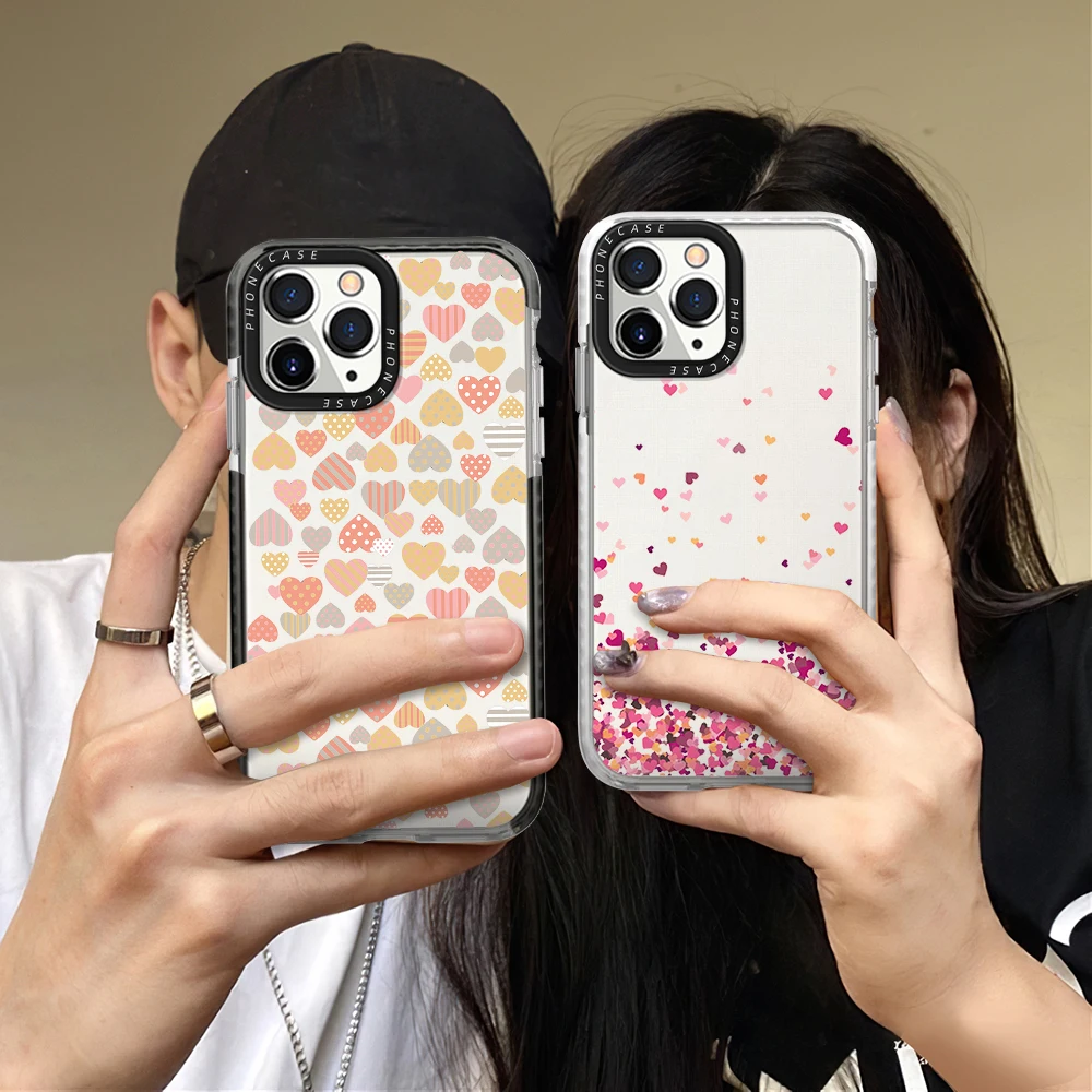 

Love Heart Phone Case for iPhone 14ProMax 13Pro 12ProMax Silicone Cover for iPhone 14 14Plus 11 Pro Max Transparent Capinha