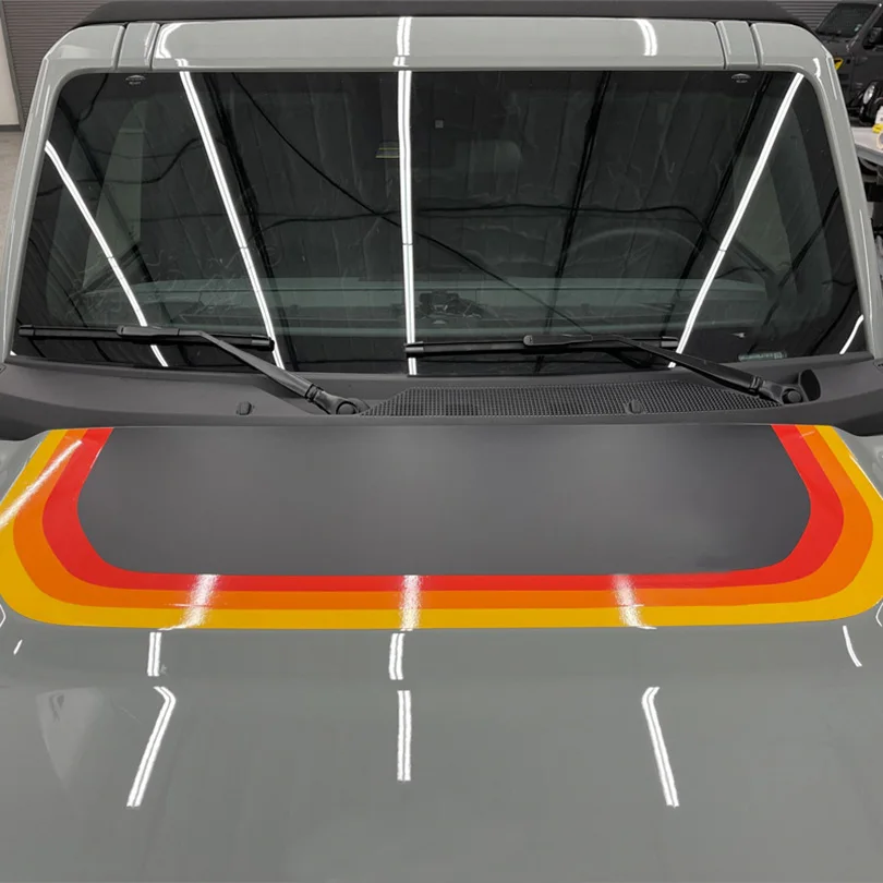 Матовая Трехцветная Автомобильная наклейка в стиле ретро с изображением заката