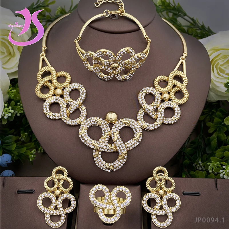 

Jewelry Sets For Women Gold Color Necklace And Earrings ensemble de bijoux en plaqué or italien