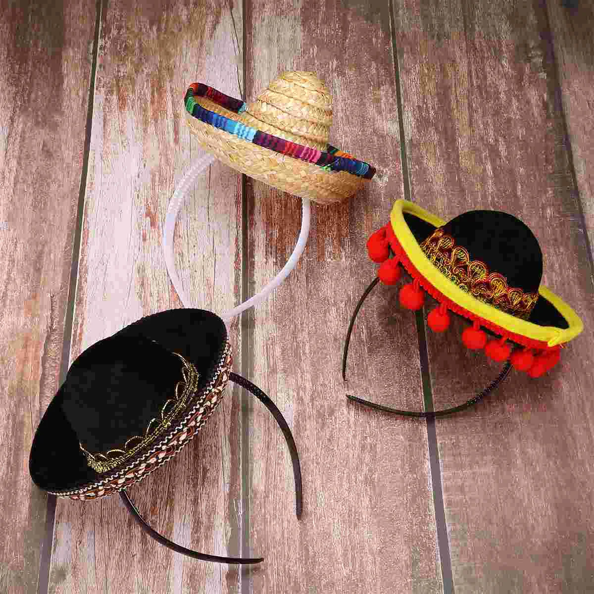 

3Pcs Sombreros Cinco De Mayo Sombrero Headband Mexican Decorations Mexican Party Decorations Fun Fiesta Hat Party Hats